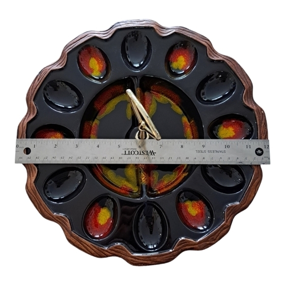 Vintage USA ceramic egg relish plate Sequoia ware 725 treasure craft retro - Picture 9 of 9